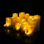 Decorating ideas with flameless candles using large groupings of candles
