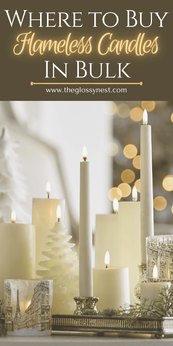 Buy flameless candles displayed on decorative tray