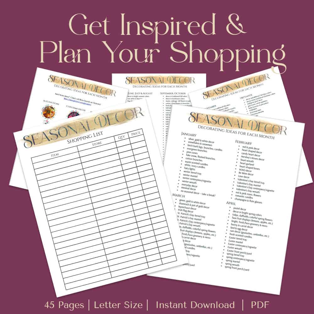 When should you put up holiday decorations? Make seasonal & holiday decor prep simple with this printable seasonal decor planner. The perfect decorating calendar/checklist/schedule for Christmas, Halloween, July 4th, etc. Includes inventory sheets, storage box tags, decor layout plan, decorating ideas for each month & more!
