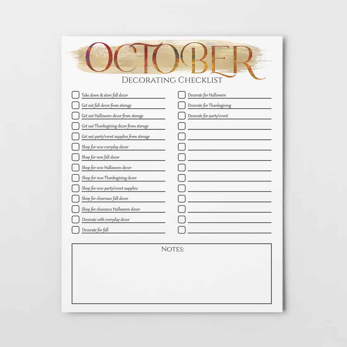 When should you put up holiday decorations? Make seasonal & holiday decor prep simple with this printable seasonal decor planner. The perfect decorating calendar/checklist/schedule for Christmas, Halloween, July 4th, etc. Includes inventory sheets, storage box tags, decor layout plan, decorating ideas for each month & more!