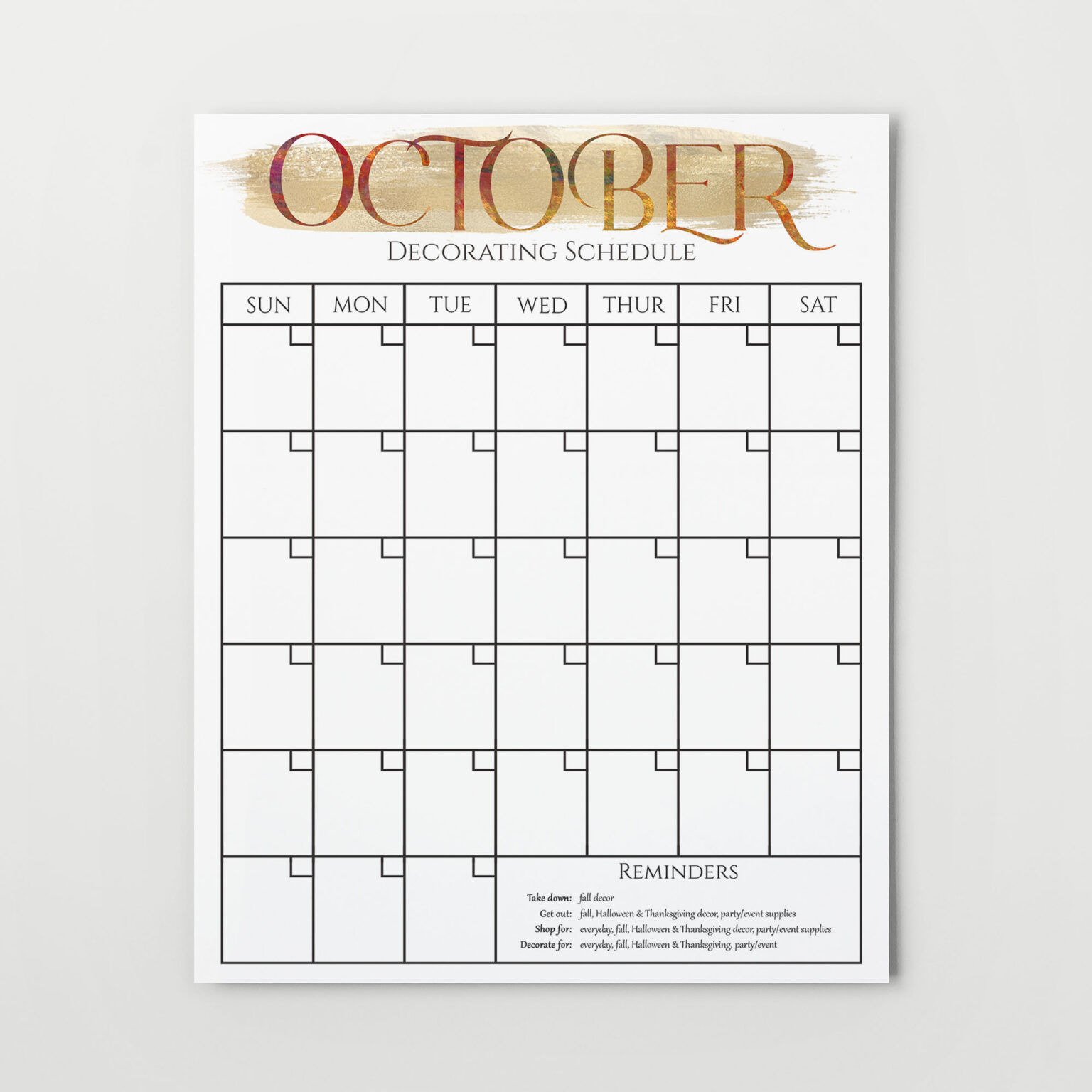 A Simple Seasonal Decorating Calendar Printable For This Year