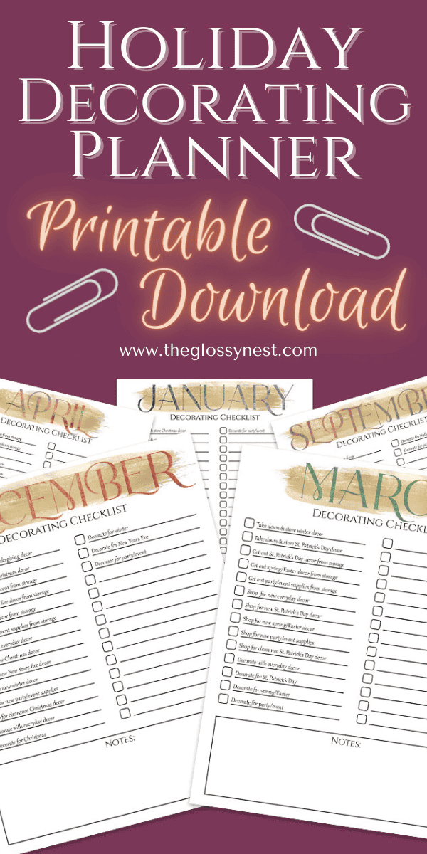Seasonal Decorating Calendar & Planner Printable