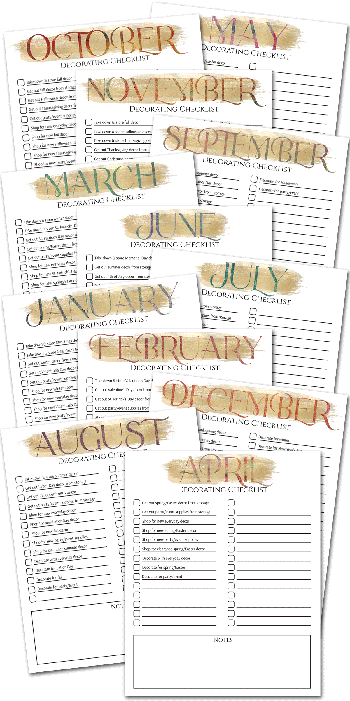 Seasonal Decorating Calendar & Planner Printable