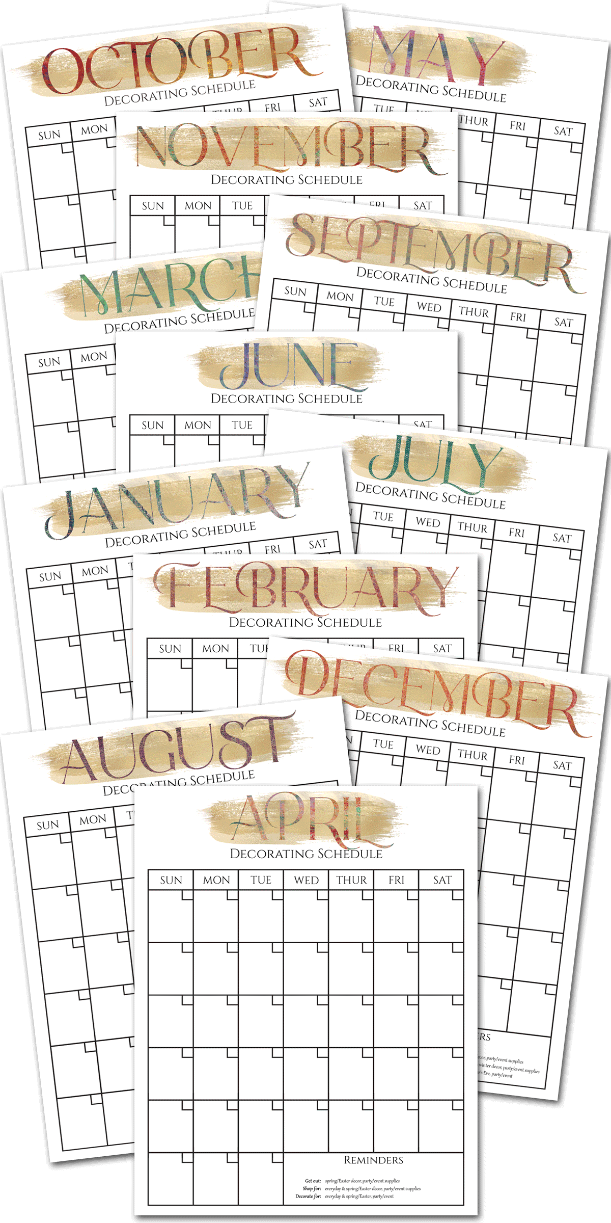 Seasonal Decorating Calendar & Planner Printable
