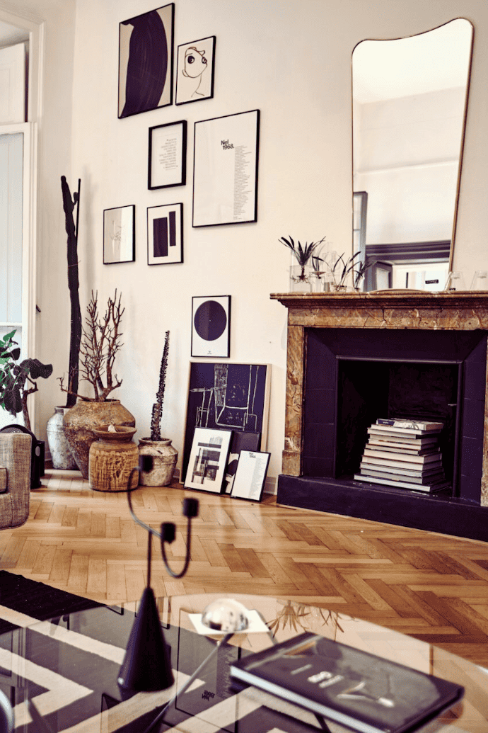 books in a non working fireplace