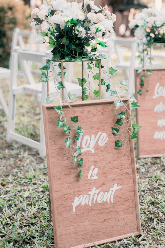 hand painted wedding sign for ceremony