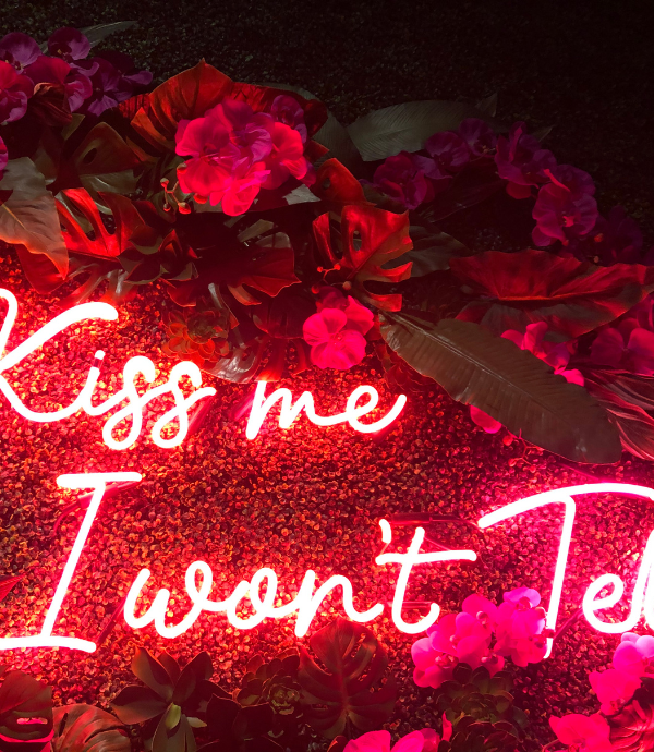 wedding neon sign quote with kiss me I won't tell