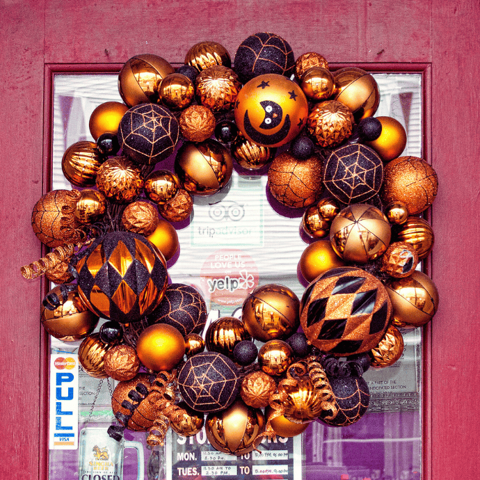 orange and black halloween wreath